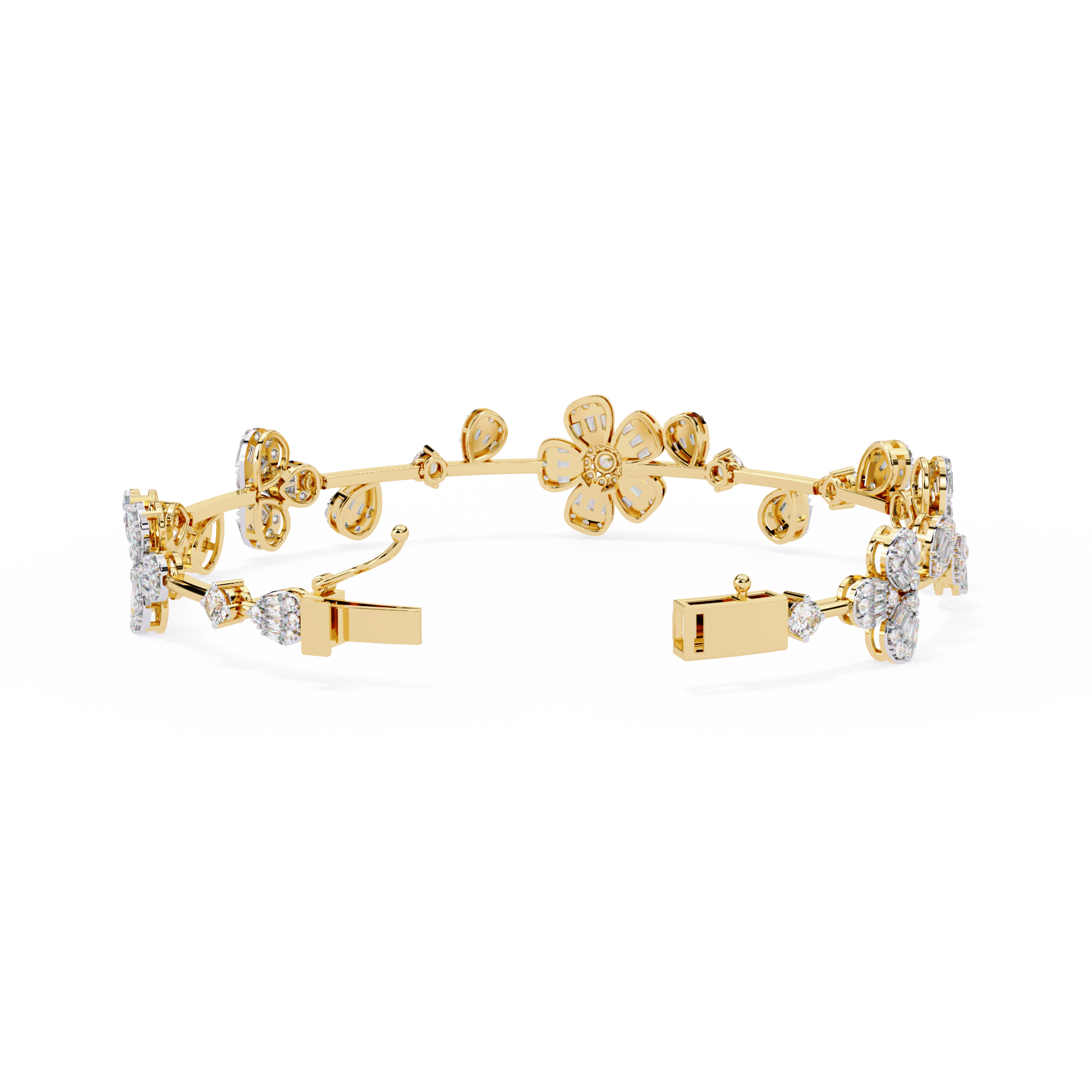Solitairekart 2.36ct Floral Diamond Gold Bracelet-HI Color, VS-SI Clarity